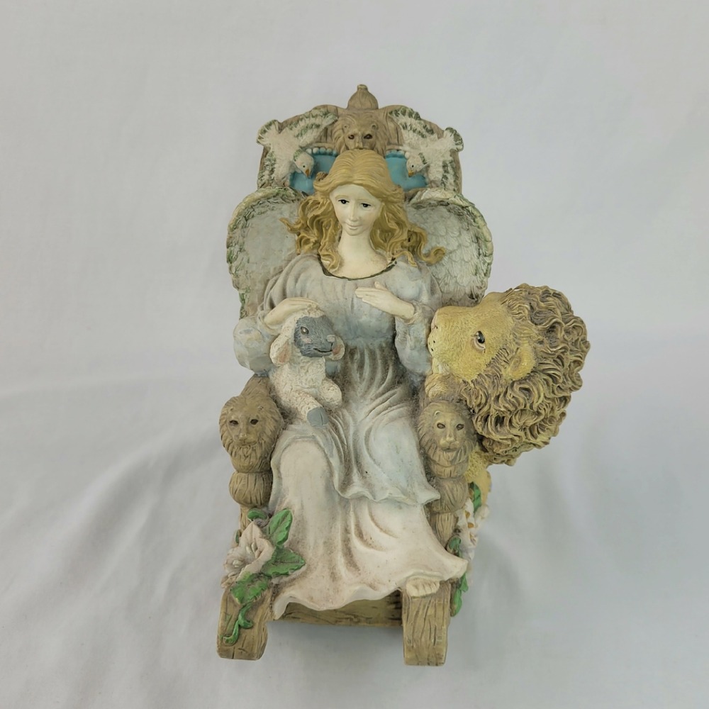 Vintage SII Inc Angel Lion and Lamb Musical Rocking Chair Figurine Decor